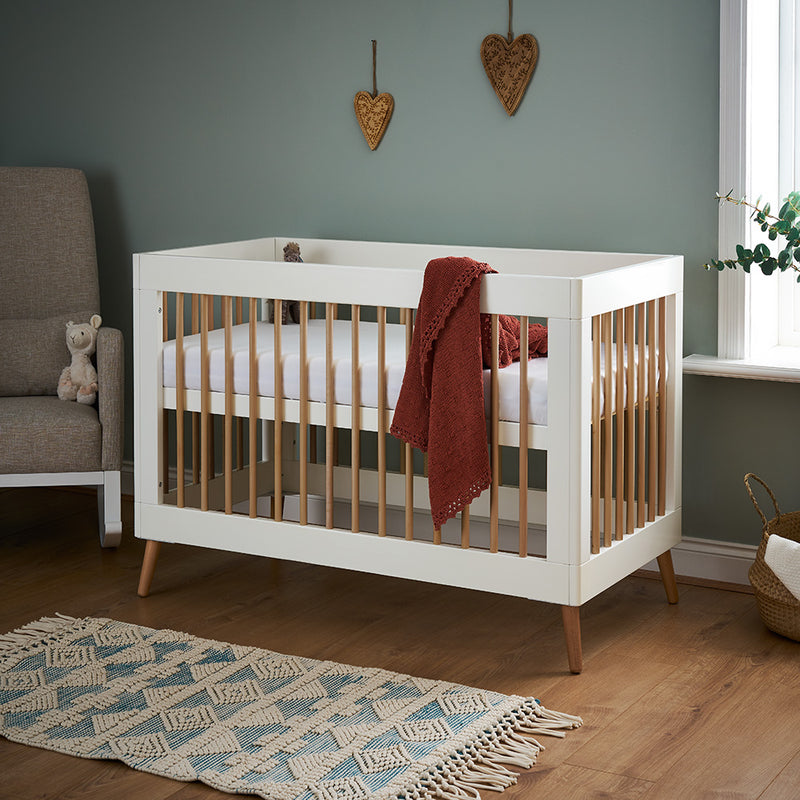 Obaby Maya Mini Cot Bed - White/Natural