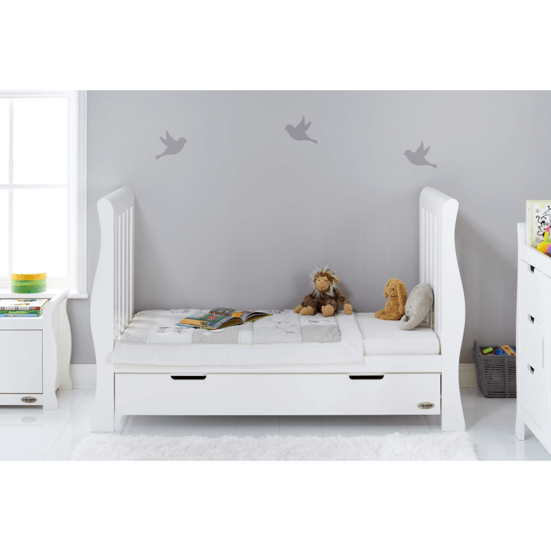 Obaby Stamford Luxe Sleigh Cot Bed White Bambinosandbeyond