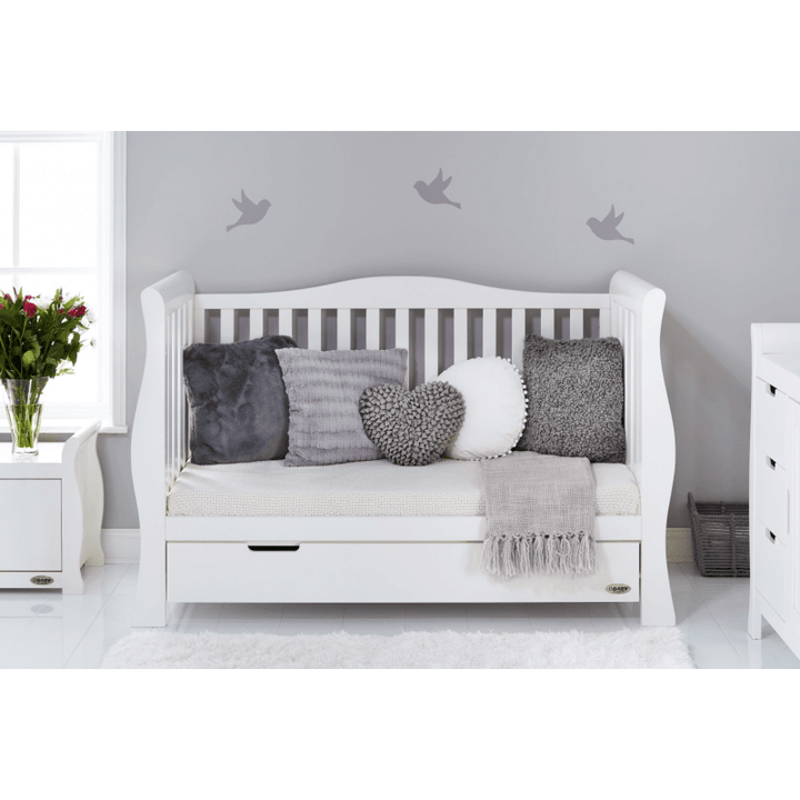 Obaby Stamford Luxe Sleigh Cot Bed - White