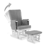 Obaby Deluxe Reclining Glider Chair and Stool - White/Grey Cushion