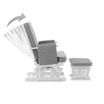 Obaby Deluxe Reclining Glider Chair and Stool - White/Grey Cushion