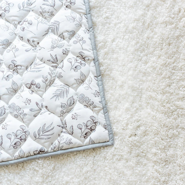 Gilded Bird Lovely Leaves Grey Quilted Playmat