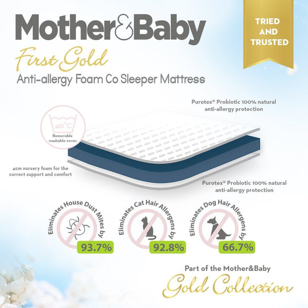 Mother&Baby First Gold Anti-Allergy Foam Co-Sleeper 83 x 50 cm
