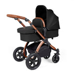 Ickle Bubba Stomp Luxe 12 Piece Cirrus Travel System + Isofix Base - Midnight/Bronze/Tan