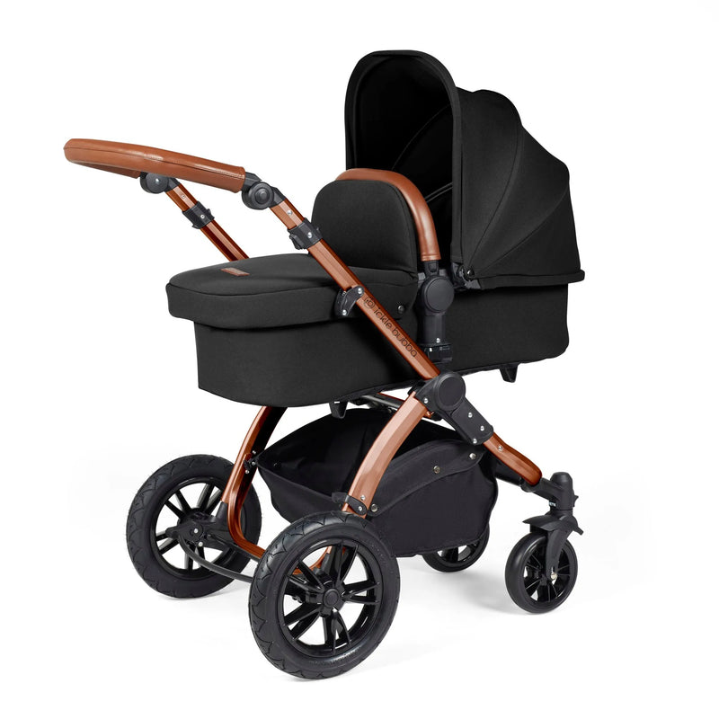 Ickle Bubba Stomp Luxe 12 Piece Cirrus Travel System + Isofix Base - Midnight/Bronze/Tan