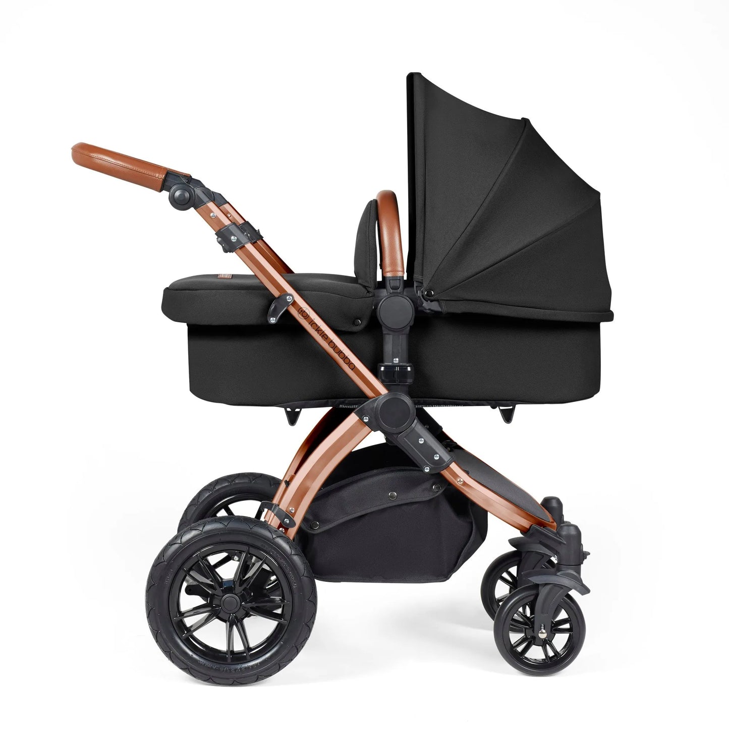 Ickle Bubba Stomp Luxe 12 Piece Cirrus Travel System + Isofix Base - Midnight/Bronze/Tan