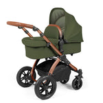 Ickle Bubba Stomp Luxe 14 Piece Travel System & Home Bundle Inc Cirrus Car Seat + Isofix Base - Woodland/Bronze/Tan
