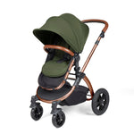 Ickle Bubba Stomp Luxe 14 Piece Travel System & Home Bundle Inc Cirrus Car Seat + Isofix Base - Woodland/Bronze/Tan