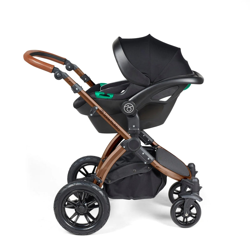 Ickle Bubba Stomp Luxe 14 Piece Travel System & Home Bundle Inc Cirrus Car Seat + Isofix Base - Woodland/Bronze/Tan