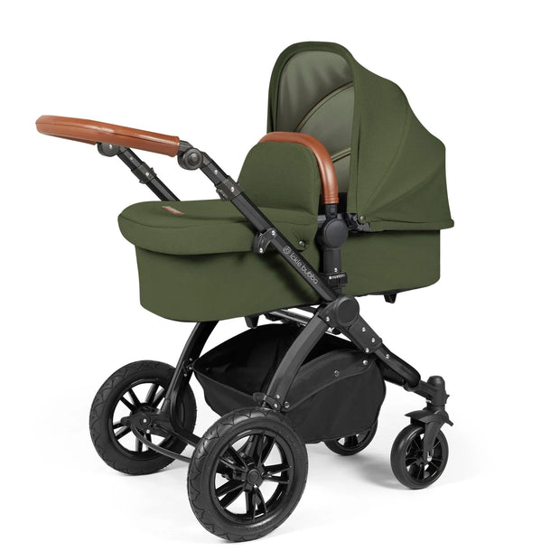 Ickle Bubba Stomp Luxe All in One Premium Travel System with ISOFIX Base - Woodland Black/Tan