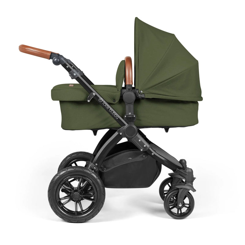 Ickle Bubba Stomp Luxe 12 Piece Cirrus Travel System + Isofix Base - Woodland Black/Tan