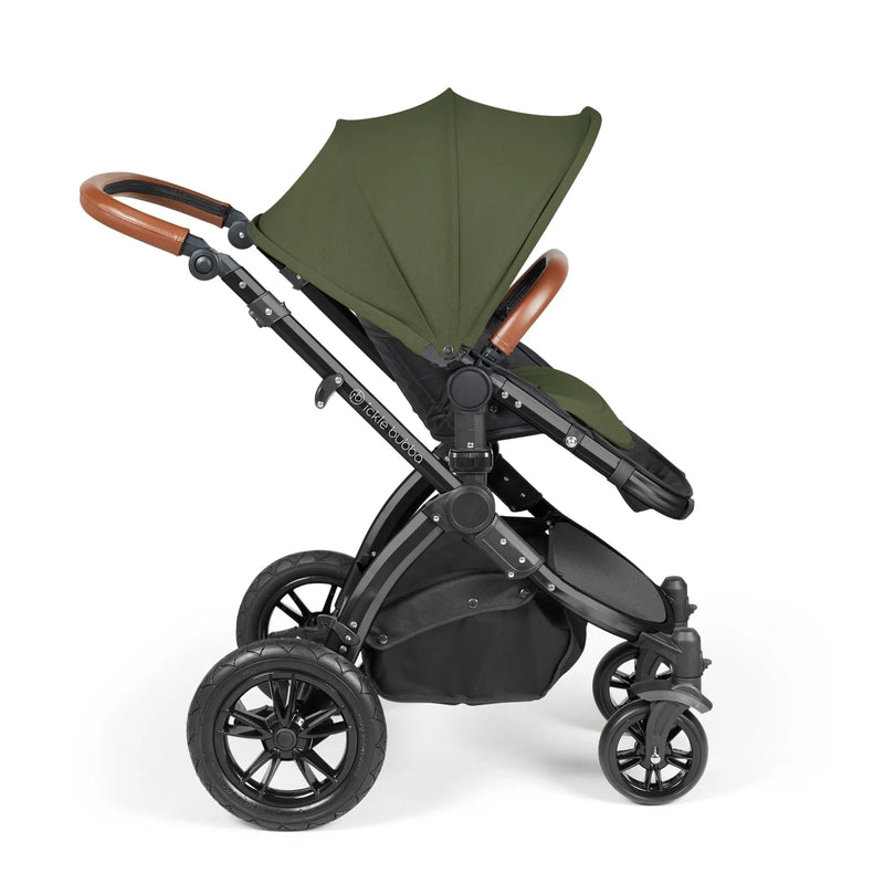Ickle Bubba Stomp Luxe 12 Piece Cirrus Travel System + Isofix Base - Woodland Black/Tan