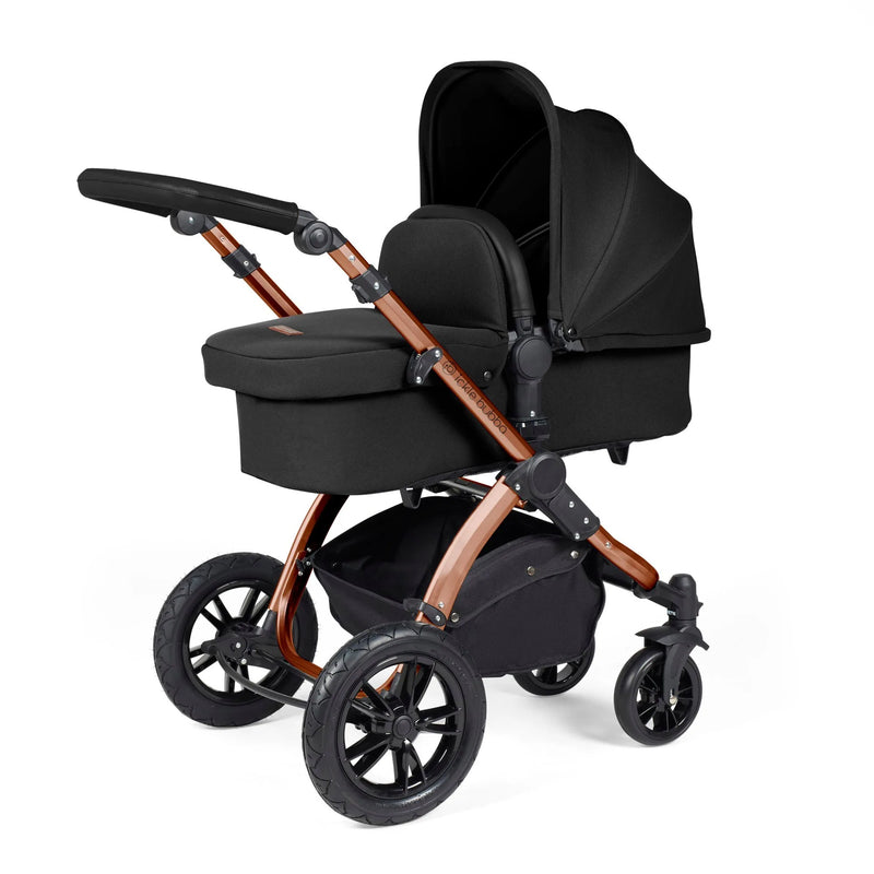 Ickle Bubba Stomp Luxe 12 Piece Cirrus Travel System + Isofix Base - Midnight/Bronze/Black