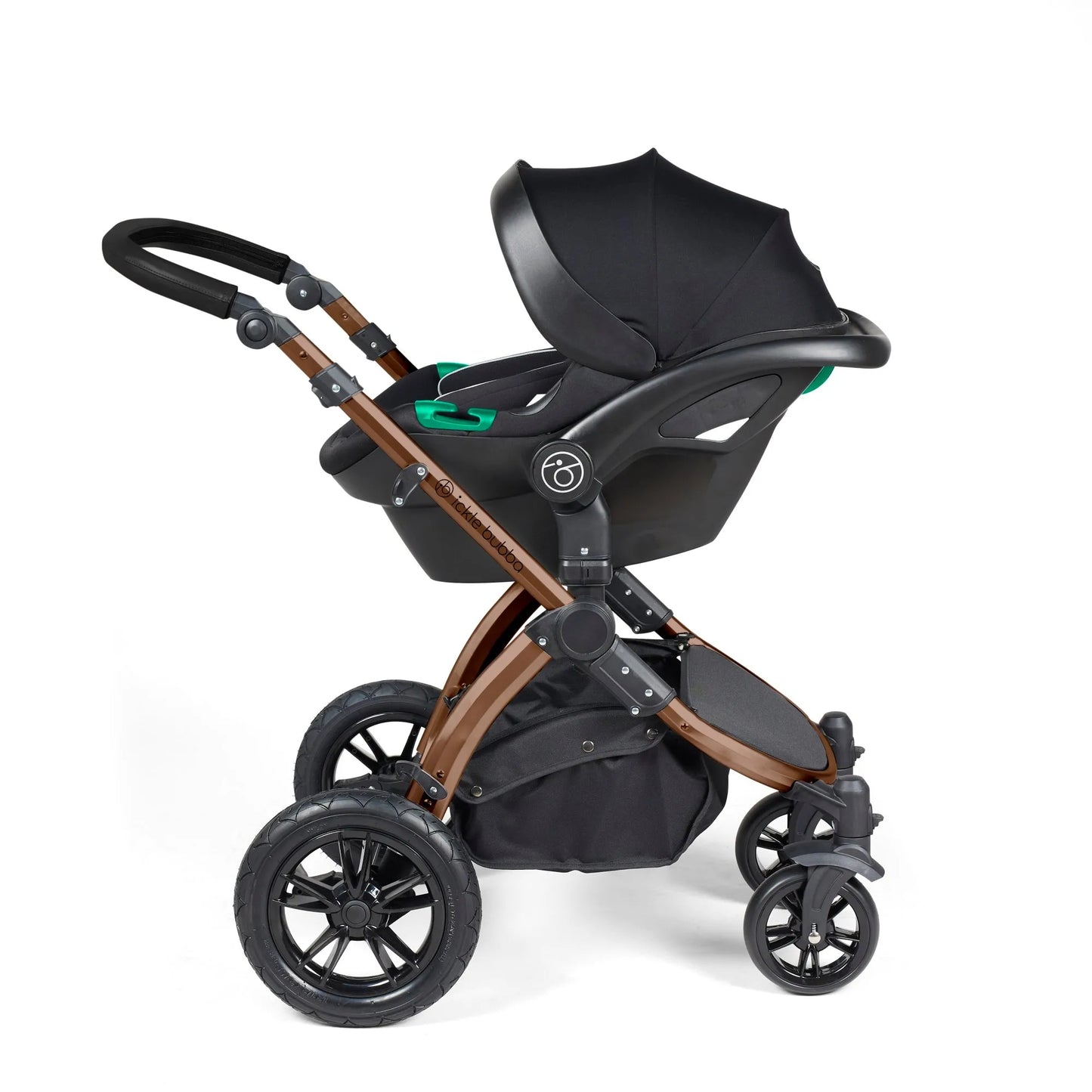 Ickle Bubba Stomp Luxe 12 Piece Cirrus Travel System + Isofix Base - Midnight/Bronze/Black