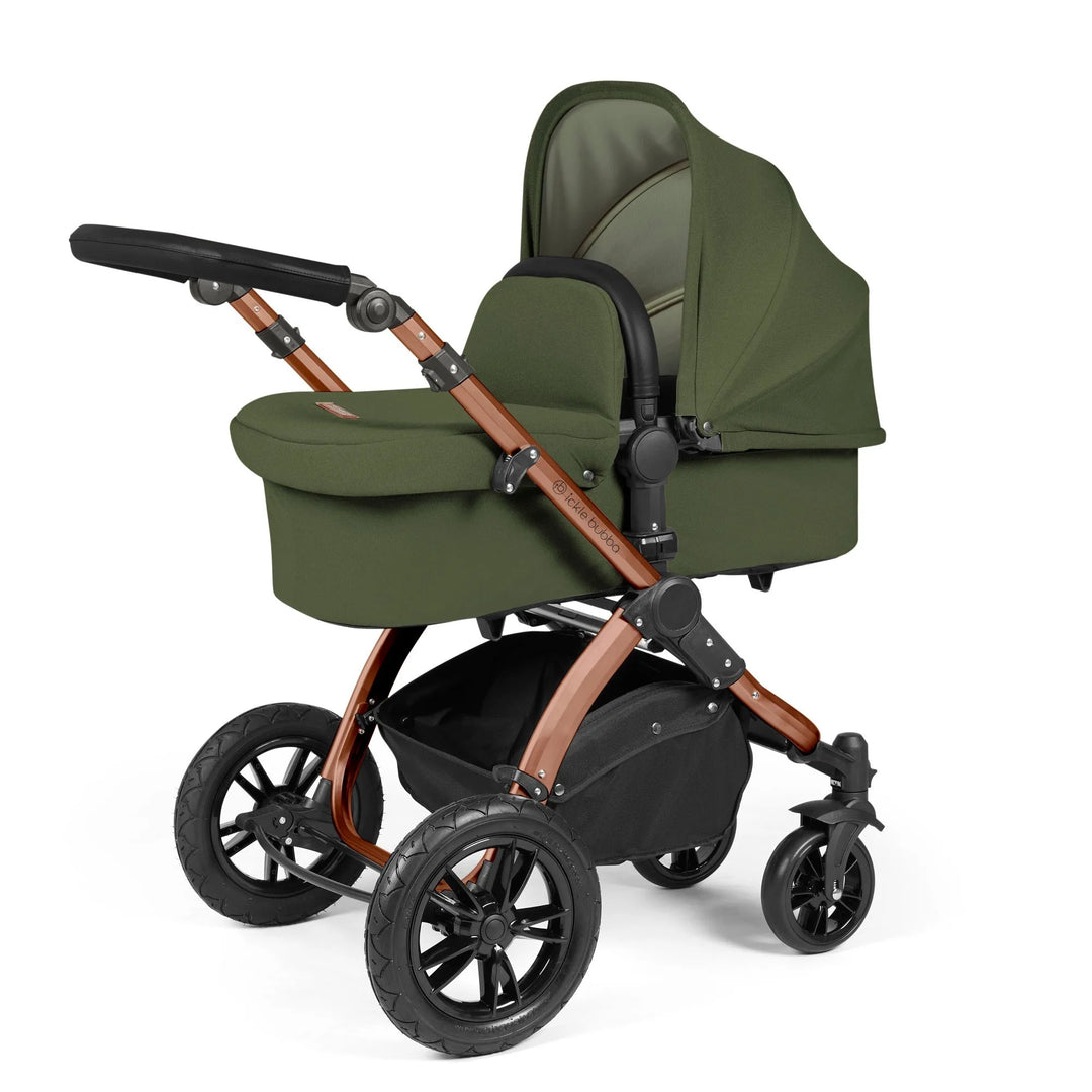 Ickle Bubba Stomp Luxe All in One Premium Travel System with ISOFIX Base - Woodland Bronze/Black