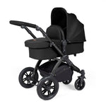 Ickle Bubba Stomp Luxe 14 Piece Travel System & Home Bundle Inc Cirrus Car Seat + Isofix Base - Black/Midnight/Black