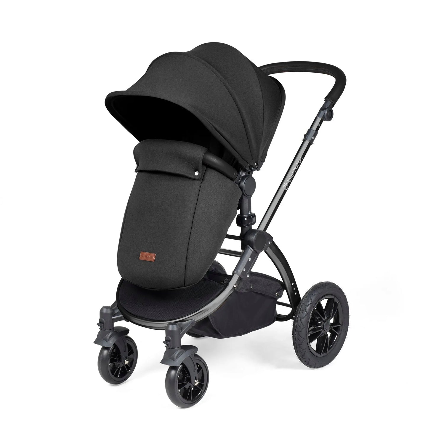 Ickle Bubba Stomp Luxe 14 Piece Travel System & Home Bundle Inc Cirrus Car Seat + Isofix Base - Black/Midnight/Black