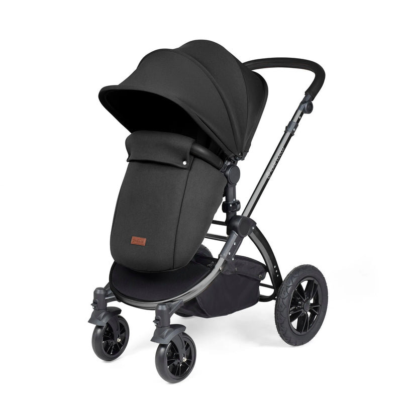 Ickle Bubba Stomp Luxe 14 Piece Travel System & Home Bundle Inc Cirrus Car Seat + Isofix Base - Black/Midnight/Black