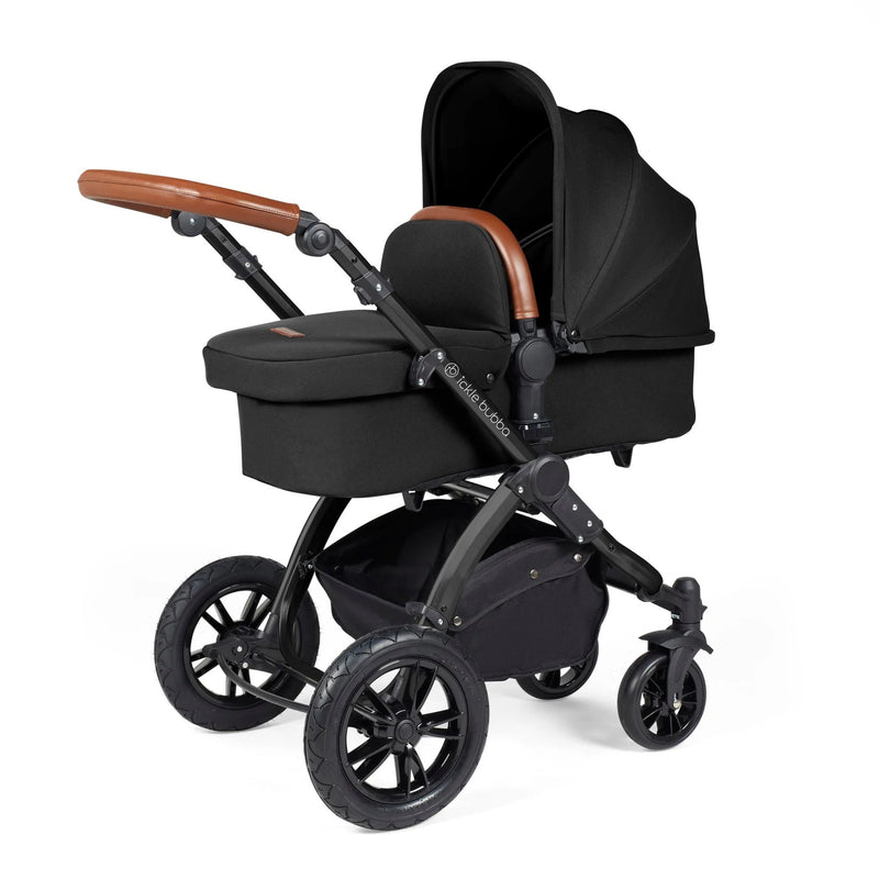 Ickle Bubba Stomp Luxe 12 Piece Cirrus Travel System + Isofix Base - Midnight/Black/Tan