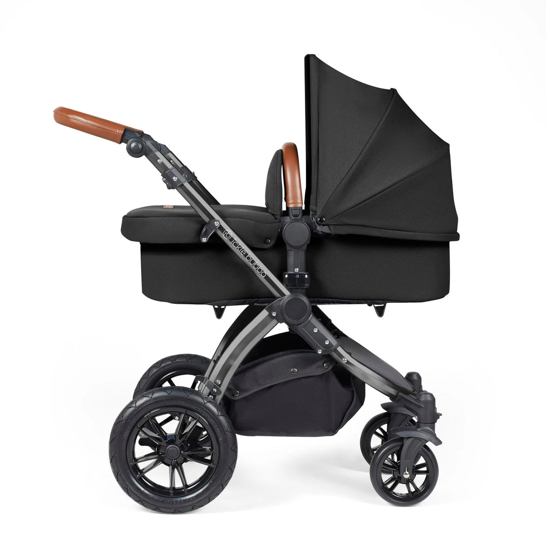 Ickle Bubba Stomp Luxe All in One Premium Travel System with ISOFIX Base - Midnight Black/Tan