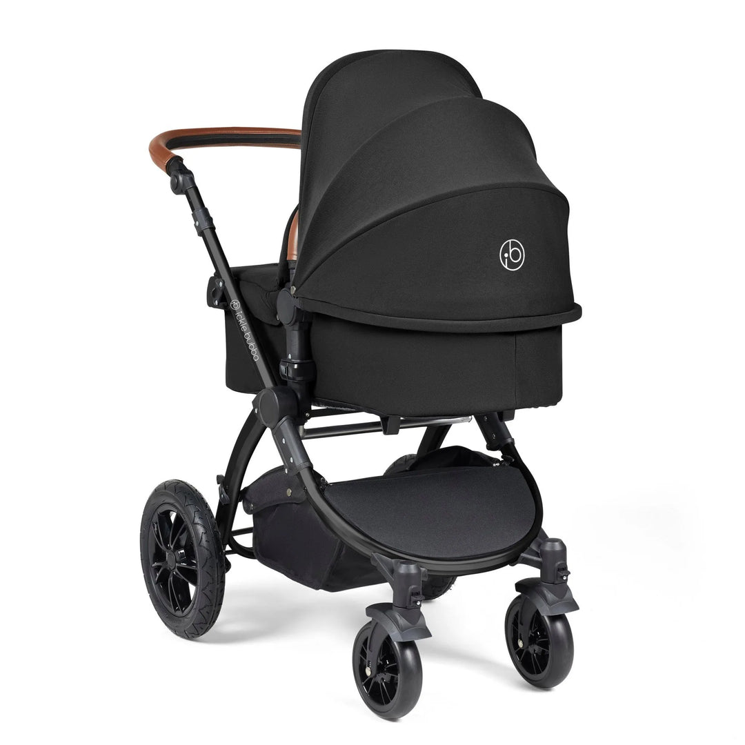 Ickle Bubba Stomp Luxe All in One Premium Travel System with ISOFIX Base - Midnight Black/Tan