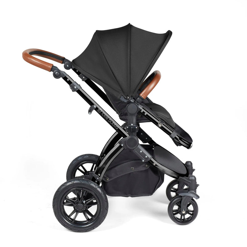 Ickle Bubba Stomp Luxe 12 Piece Cirrus Travel System + Isofix Base - Midnight/Black/Tan
