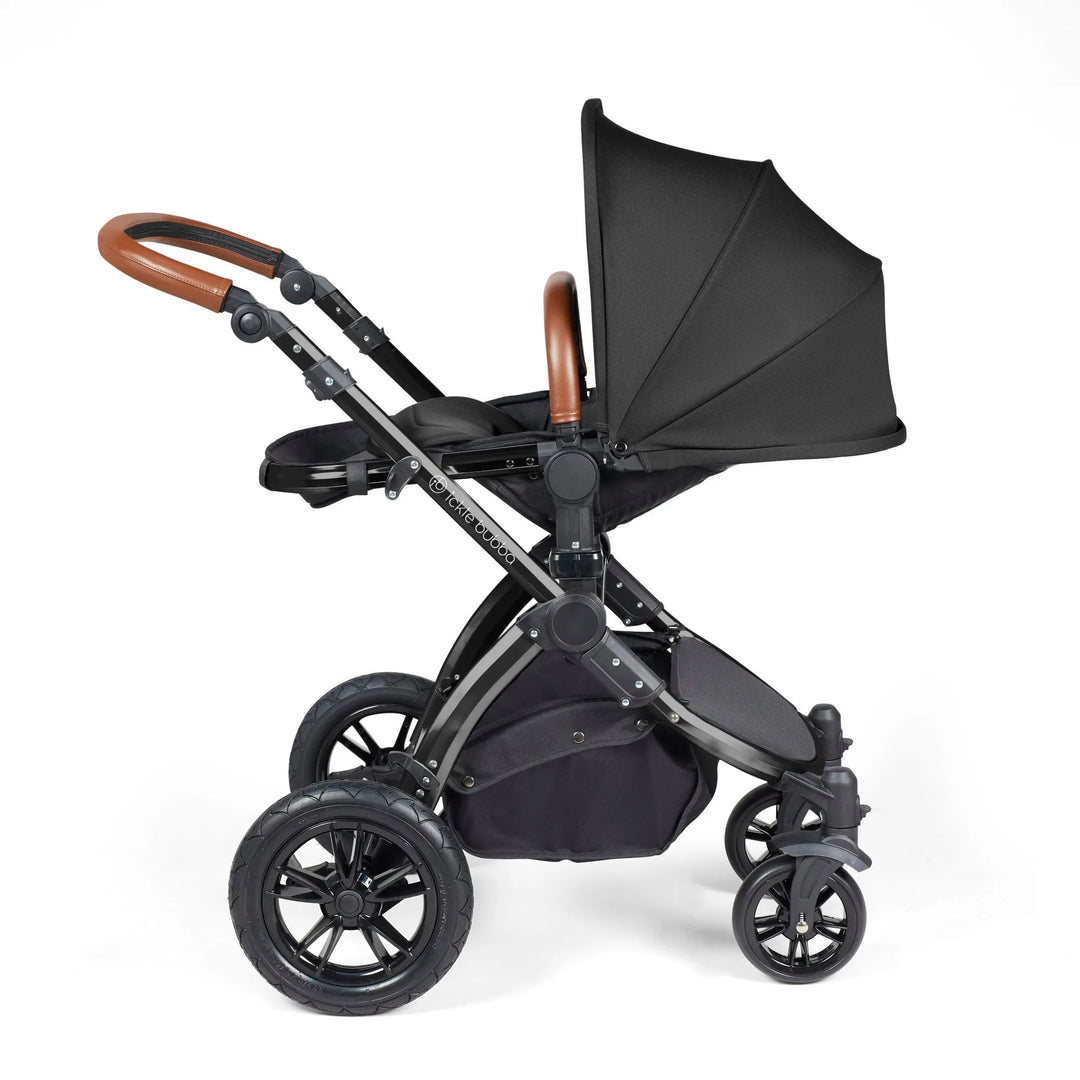 Ickle Bubba Stomp Luxe All in One Premium Travel System with ISOFIX Base - Midnight Black/Tan