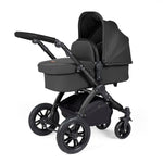Ickle Bubba Stomp Luxe 12 Piece Cirrus Travel System + Isofix Base - Charcoal Grey/Black/Black