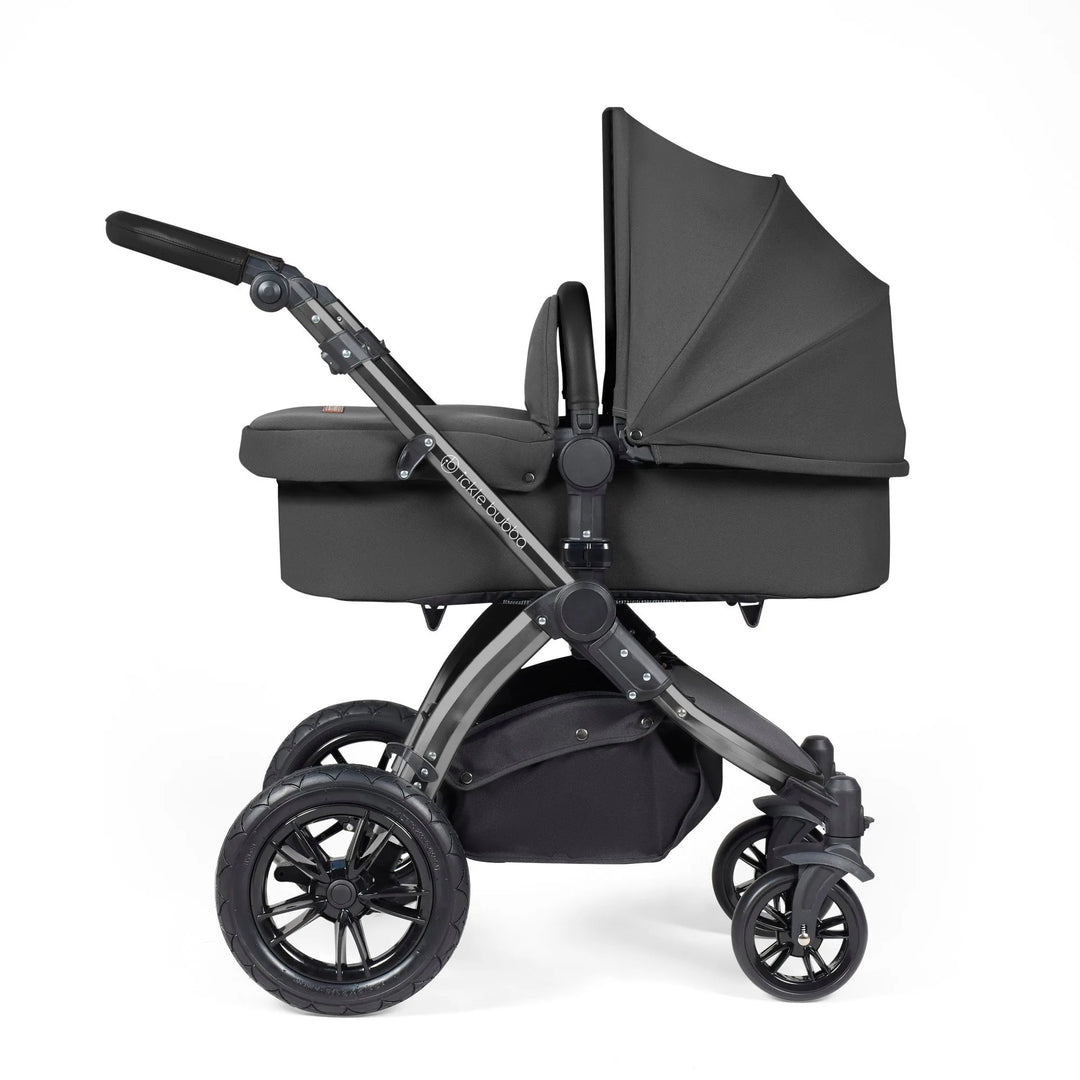 Ickle Bubba Stomp Luxe All in One Premium Travel System with ISOFIX Base - Charcoal Grey Black/Black