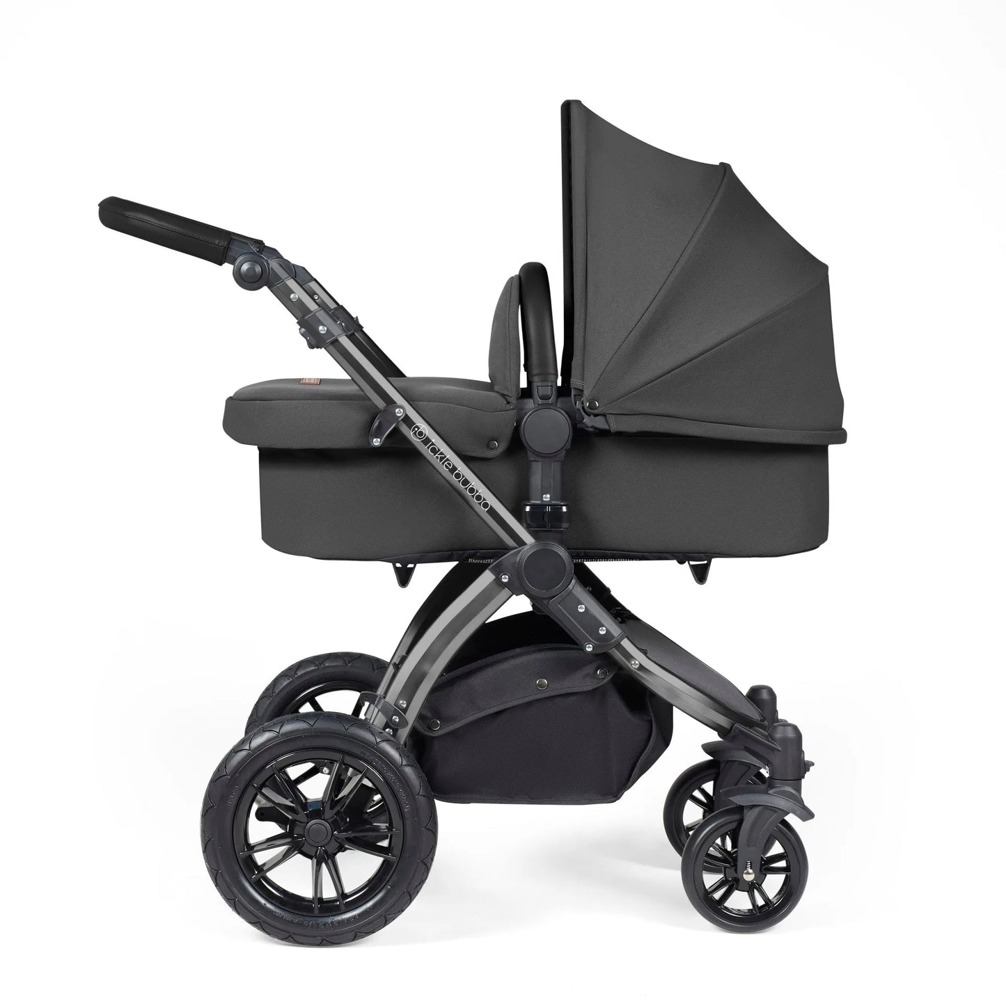 Ickle Bubba Stomp Luxe 12 Piece Cirrus Travel System + Isofix Base - Charcoal Grey/Black/Black