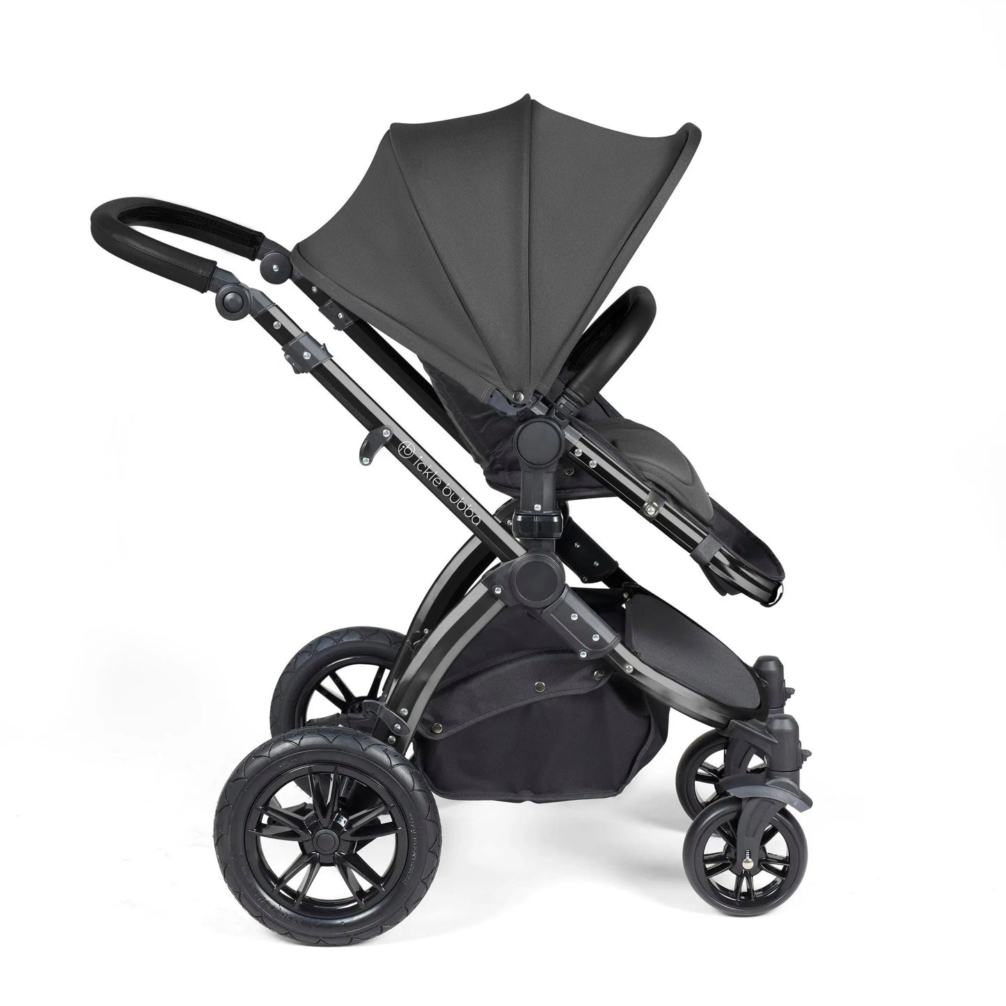 Ickle Bubba Stomp Luxe 12 Piece Cirrus Travel System + Isofix Base - Charcoal Grey/Black/Black