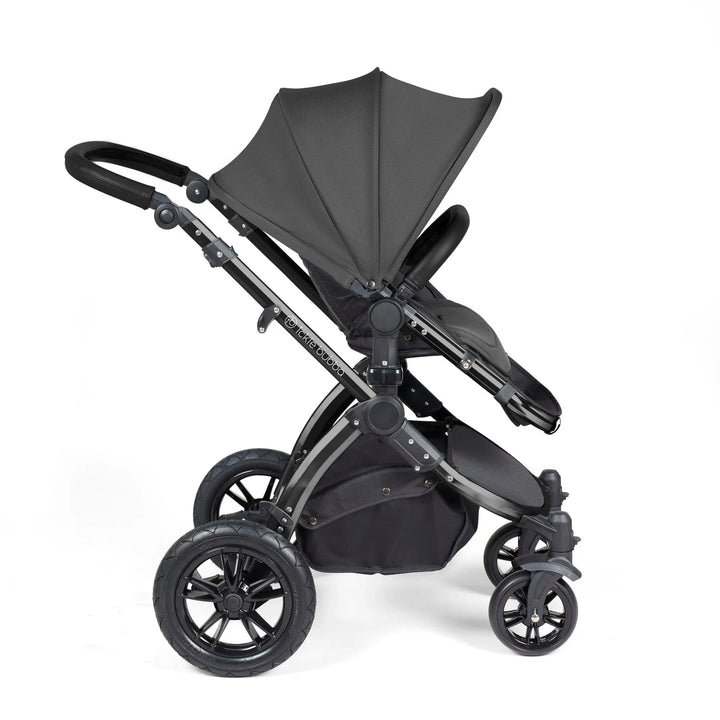 Ickle Bubba Stomp Luxe All in One Premium Travel System with ISOFIX Base - Charcoal Grey Black/Black