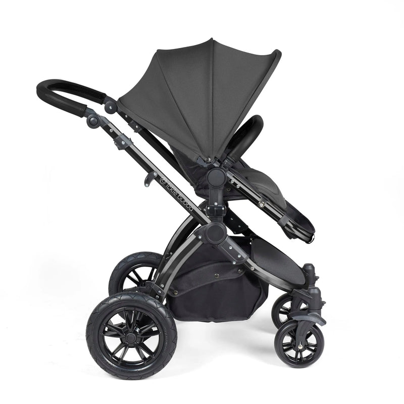 Ickle Bubba Stomp Luxe 12 Piece Cirrus Travel System + Isofix Base - Charcoal Grey/Black/Black