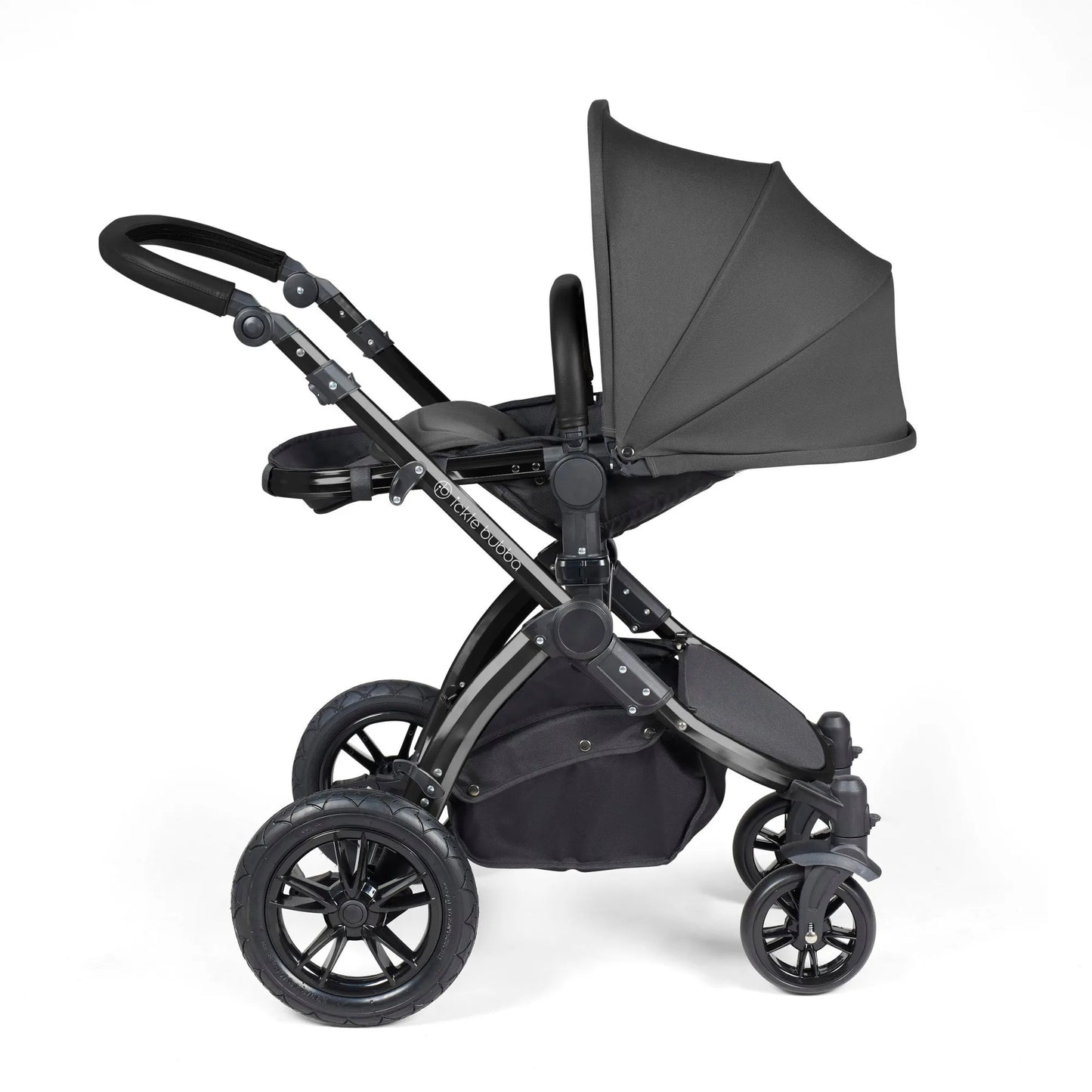 Ickle Bubba Stomp Luxe 12 Piece Cirrus Travel System + Isofix Base - Charcoal Grey/Black/Black