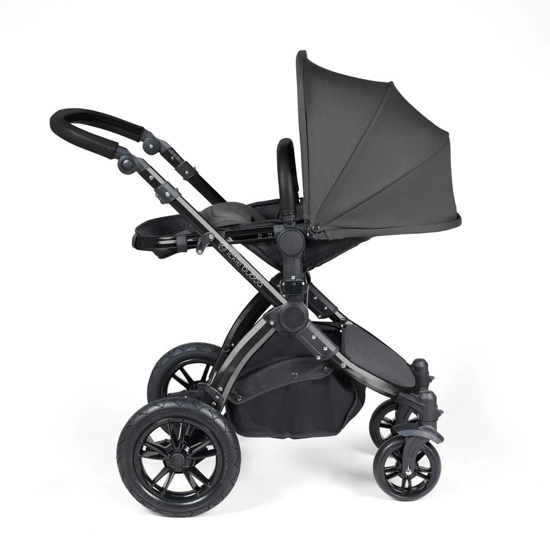 Ickle Bubba Stomp Luxe 12 Piece Cirrus Travel System + Isofix Base - Charcoal Grey/Black/Black
