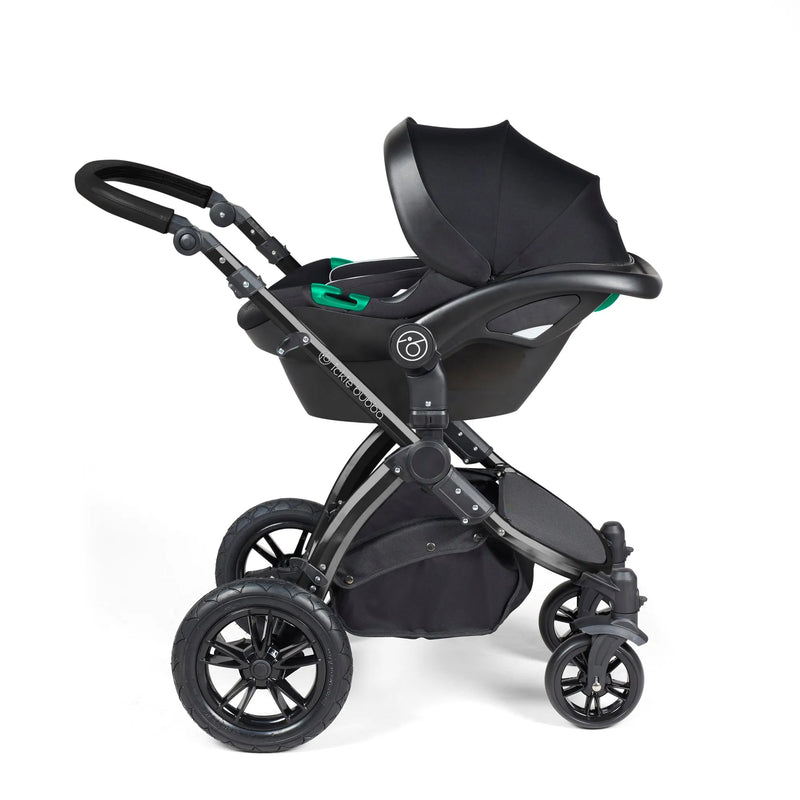 Ickle Bubba Stomp Luxe 12 Piece Cirrus Travel System + Isofix Base - Charcoal Grey/Black/Black