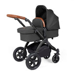 Ickle Bubba Stomp Luxe 12 Piece Cirrus Travel System + Isofix Base - Charcoal Grey/Black/Tan