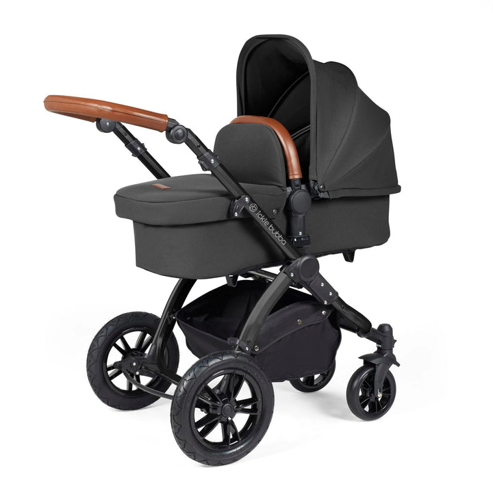 Ickle Bubba Stomp Luxe All in One Premium Travel System with ISOFIX Base - Charcoal Grey Black/Tan