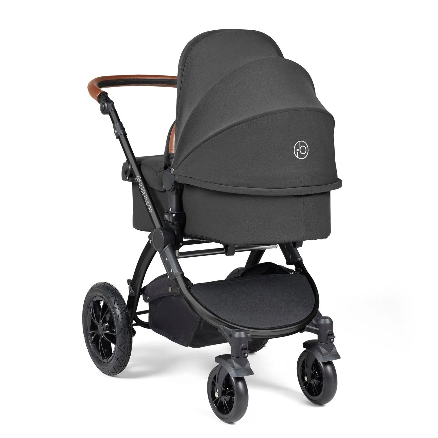 Ickle Bubba Stomp Luxe 12 Piece Cirrus Travel System + Isofix Base - Charcoal Grey/Black/Tan