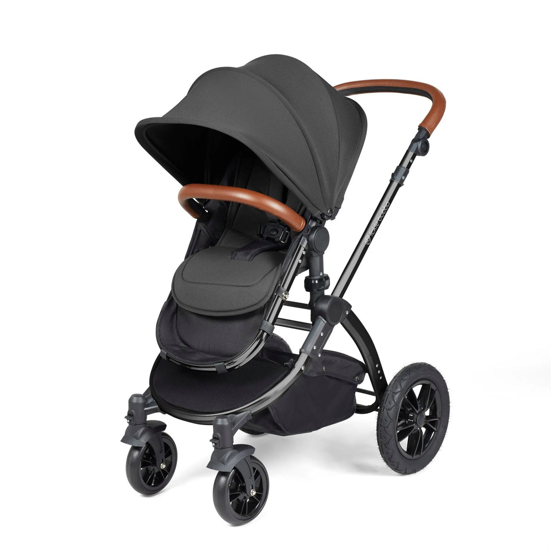 Ickle Bubba Stomp Luxe All in One Premium Travel System with ISOFIX Base - Charcoal Grey Black/Tan