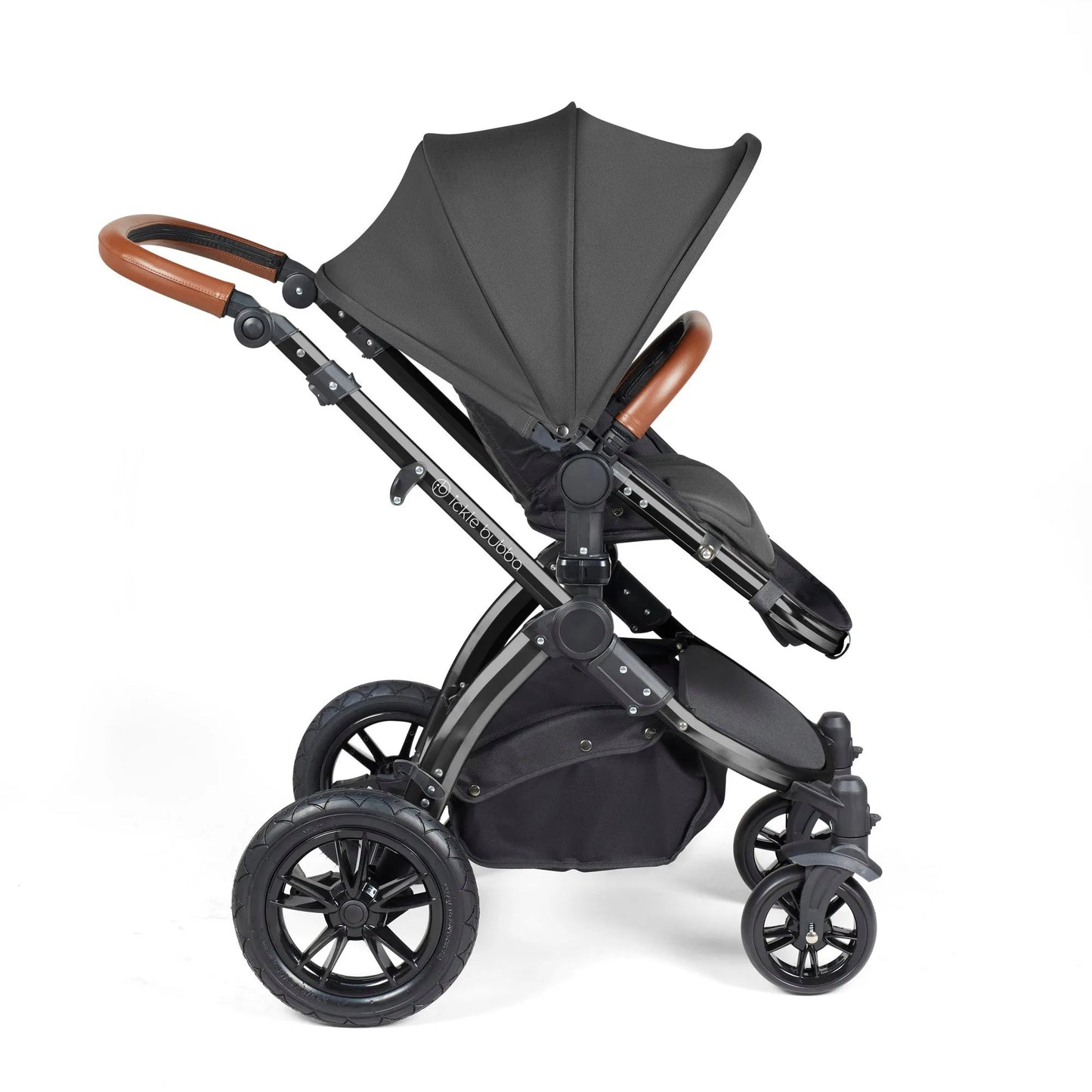 Ickle Bubba Stomp Luxe 12 Piece Cirrus Travel System + Isofix Base - Charcoal Grey/Black/Tan