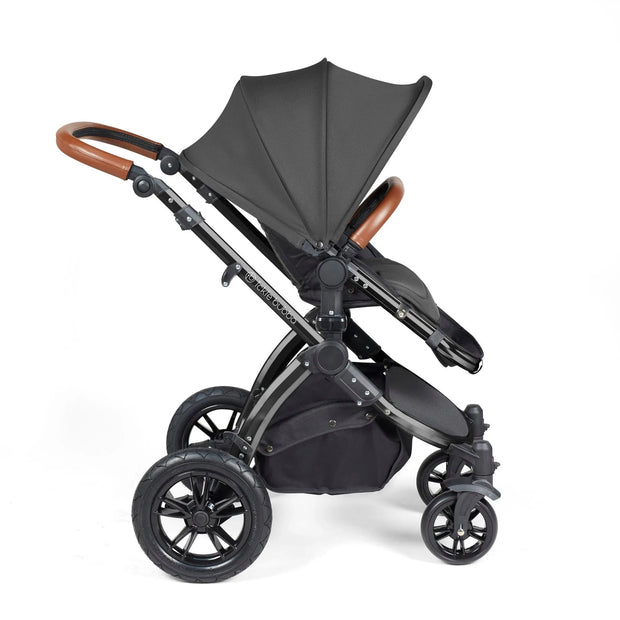 Ickle Bubba Stomp Luxe All in One Premium Travel System with ISOFIX Base - Charcoal Grey Black/Tan