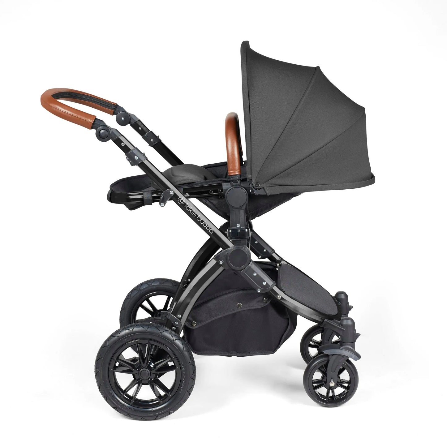 Ickle Bubba Stomp Luxe 12 Piece Cirrus Travel System + Isofix Base - Charcoal Grey/Black/Tan