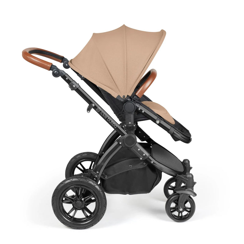 Ickle Bubba Stomp Luxe 12 Piece Cirrus Travel System + Isofix Base - Desert Black/Tan