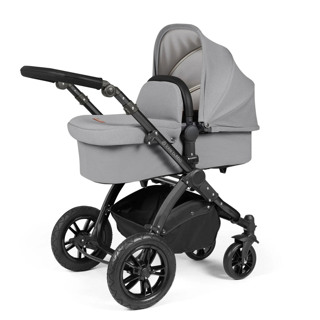 Ickle Bubba Stomp Luxe All in One Premium Travel System with ISOFIX Base - Pearl Grey Black/Black