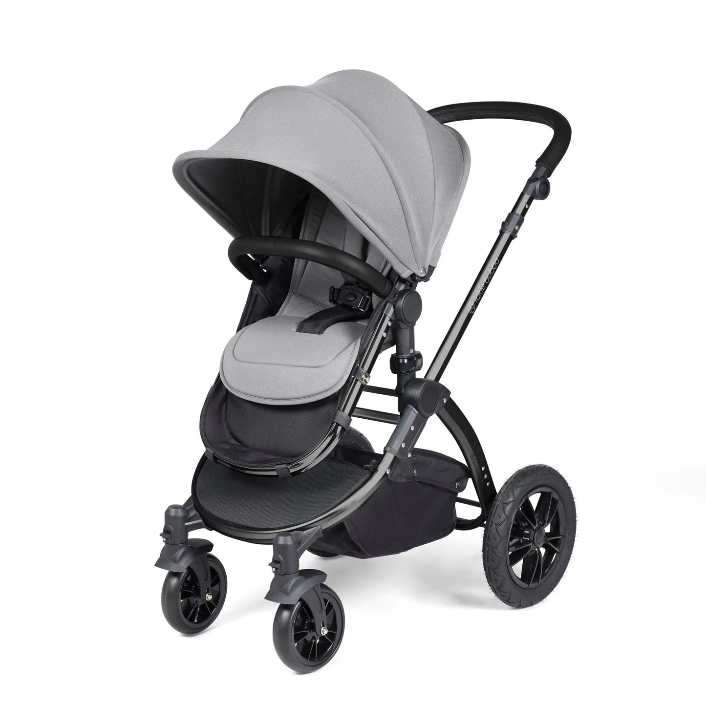 Ickle Bubba Stomp Luxe 12 Piece Cirrus Travel System + Isofix Base - Pearl Grey/Black/Black