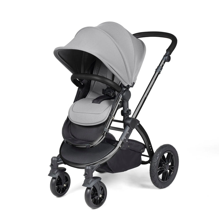 Ickle Bubba Stomp Luxe All in One Premium Travel System with ISOFIX Base - Pearl Grey Black/Black