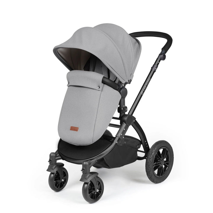 Ickle Bubba Stomp Luxe All in One Premium Travel System with ISOFIX Base - Pearl Grey Black/Black