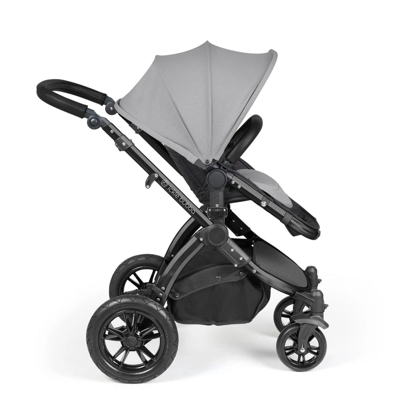 Ickle Bubba Stomp Luxe 12 Piece Cirrus Travel System + Isofix Base - Pearl Grey/Black/Black