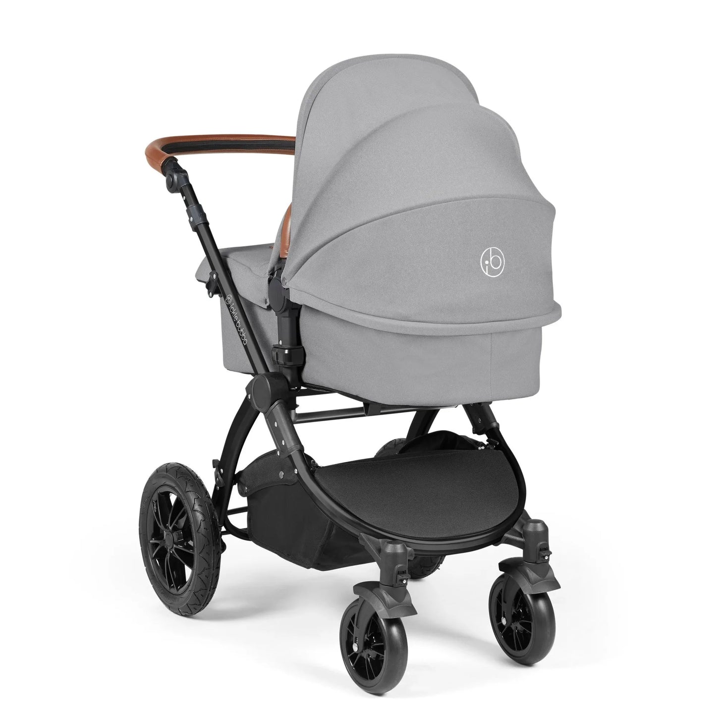 Ickle Bubba Stomp Luxe 12 Piece Cirrus Travel System + Isofix Base - Pearl Grey/Black/Tan